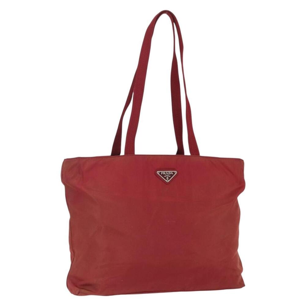 PRADA Tote Bag Nylon Red Silver Auth 156926 - Picture 1 of 16